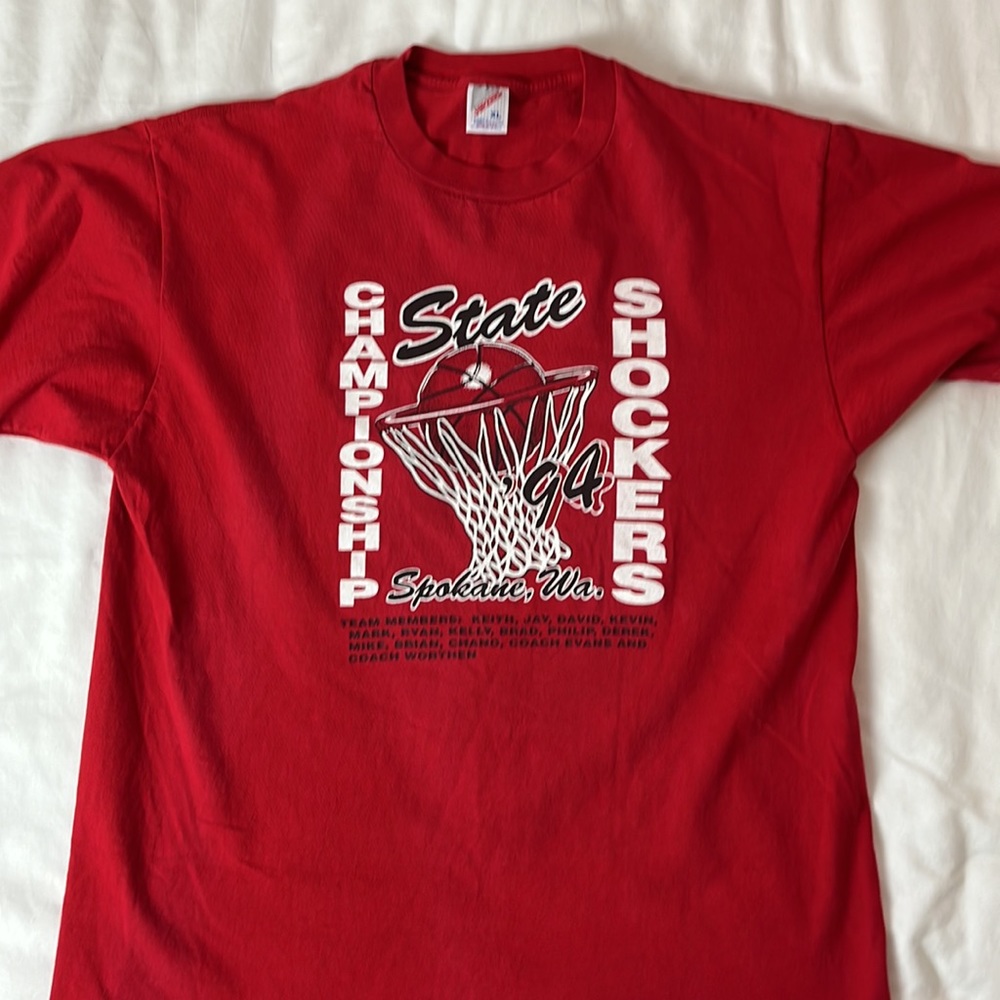 Vintage 90’s Jerzees Basketball Shirt 1994 State Champs Retro Tee
